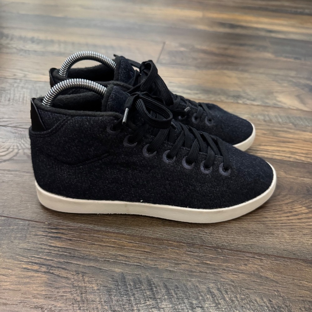 Allbirds Wool Piper Gray Black Charcoal Merino Wool Mid Top Sneakers Womens 8